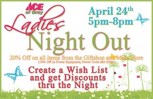 ladies night out spring sale at ace of gray
