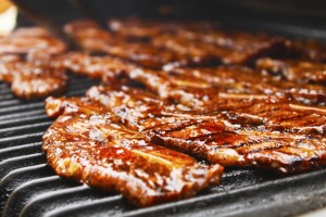 glazed steaks on grill